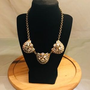 J Crew Crystal Gold Tone Statement Necklace